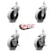 Service Caster 4 Inch Thermoplastic Wheel 3/8 Inch Threaded Stem Caster Set with 2 Brakes SCC SCC-TS05S410-TPRS-381615-2-SLB-2 - alternate 1